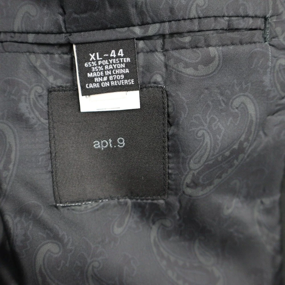 Apt. 9 Suit Jacket Mens XL 44 Charcoal Grey Pinstripe 3-Button Blazer
